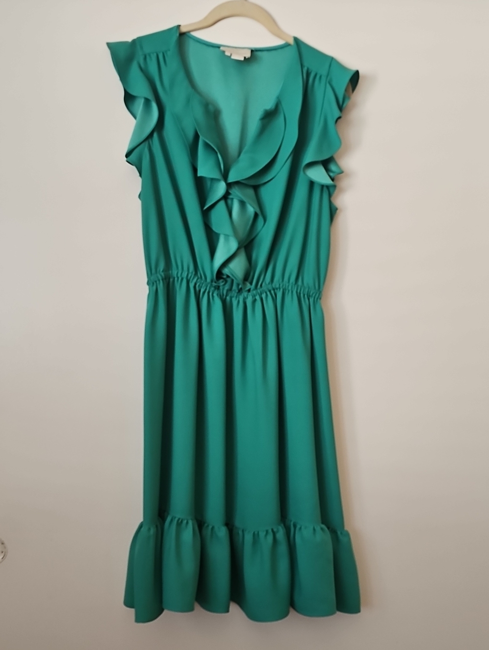 kate spade Teal Ruffle-Trim Midi Dress